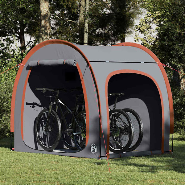 vidaXL Tente de rangement pour v&eacute;los Gris et orange 218 x 156 x 180 cm
