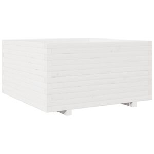vidaXL Jardini&egrave;re blanc 90x90x49,5 cm bois de pin massif