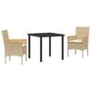 vidaXL Ensemble de salle &agrave; manger pour jardin 3 pc Beige polyrotin