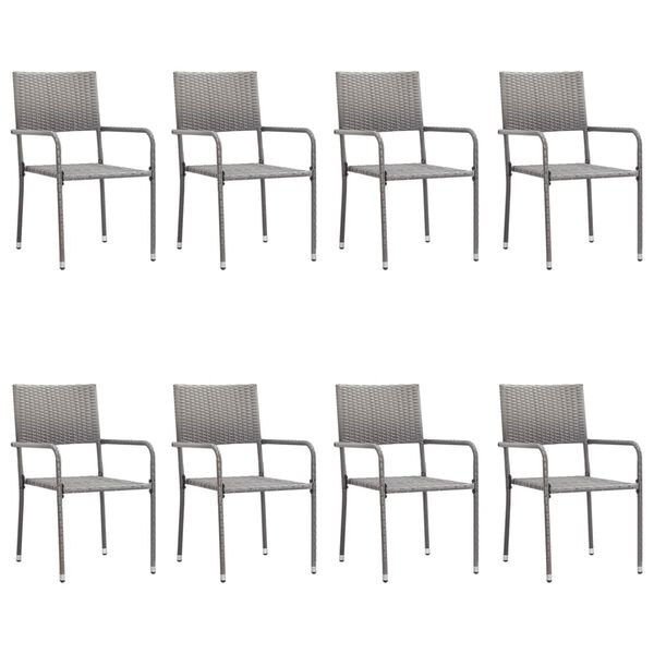 vidaXL Ensemble &agrave; manger de jardin 9pcs gris/noir r&eacute;sine tress&eacute;e/acier