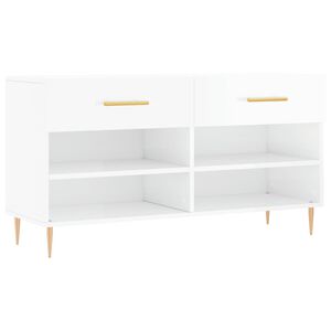 vidaXL Banc &agrave; chaussures blanc brillant 102x35x55 cm bois d'ing&eacute;nierie