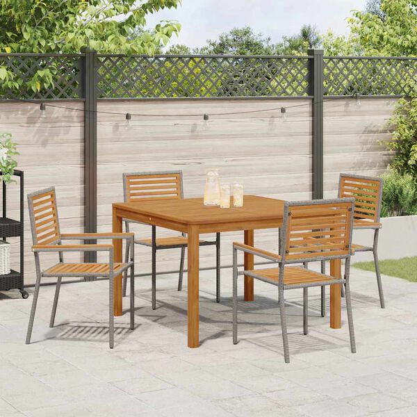 vidaXL Ensemble de salle à manger pour jardin 5 pcs Gris Poly rotin