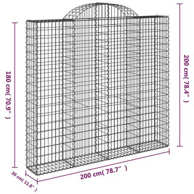 vidaXL Paniers à gabions arqués 9 pcs 200x30x180/200 cm Fer galvanisé