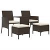 vidaXL Canap&eacute; de jardin table &agrave; th&eacute; et tabourets R&eacute;sine tress&eacute;e Marron