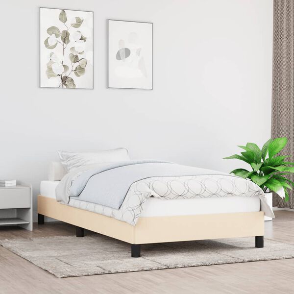 vidaXL Cadre de lit sans matelas cr&egrave;me 90x200 cm tissu
