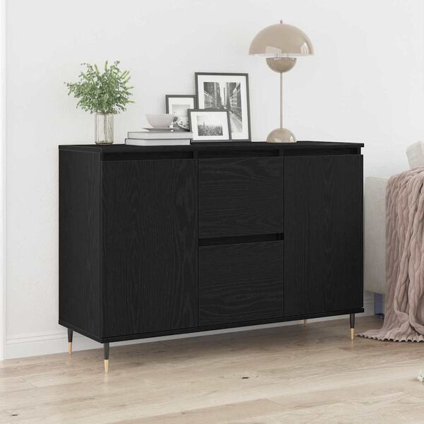 vidaXL Buffet Ch&ecirc;ne noir 101,5 x 35 x 70 cm Bois d'ing&eacute;nierie