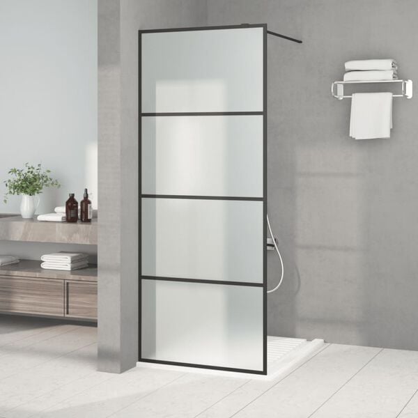 vidaXL Paroi de douche Noir 80x195 cm Verre ESG d&eacute;poli