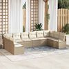 vidaXL Ensemble de canap&eacute; de jardin 10 pcs Beige et blanc polyrotin
