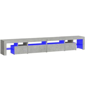 vidaXL Meuble TV avec lumi&egrave;res LED Gris b&eacute;ton 260x36,5x40 cm