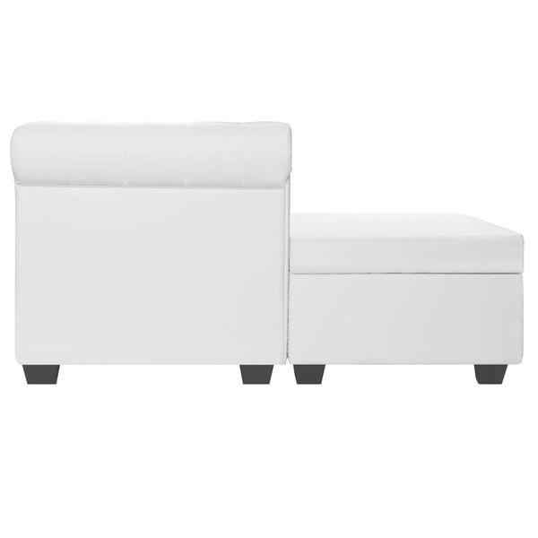 vidaXL Canap&eacute; Chesterfield en L en cuir synth&eacute;tique blanc
