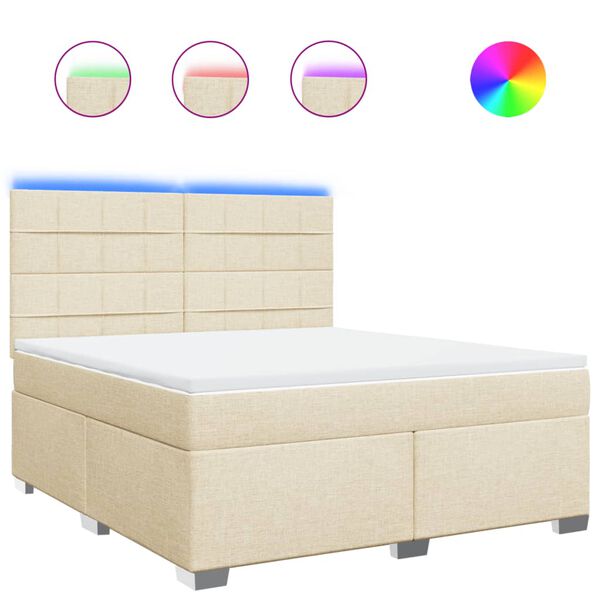vidaXL Sommier &agrave; lattes de lit avec matelas Cr&egrave;me 180x200 cm Tissu