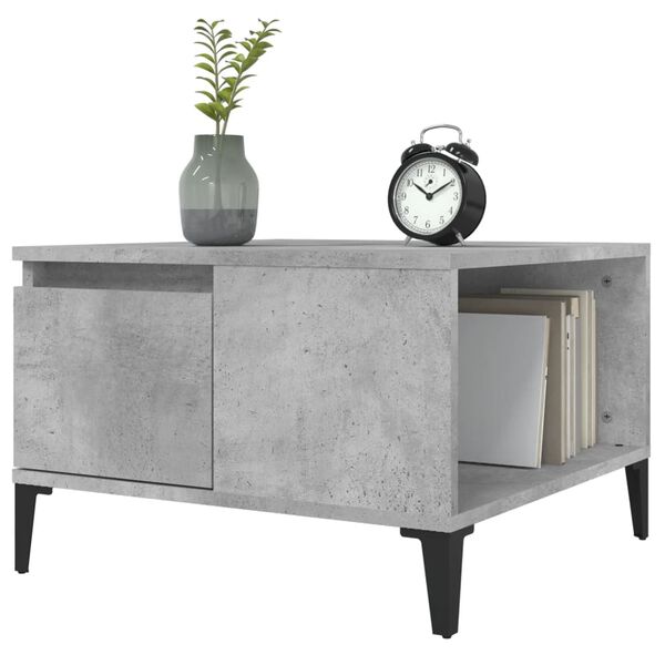 vidaXL Table basse gris b&eacute;ton 55x55x36,5 cm bois d'ing&eacute;nierie