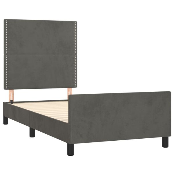 vidaXL Cadre de lit sans matelas gris fonc&eacute; 90x190 cm velours