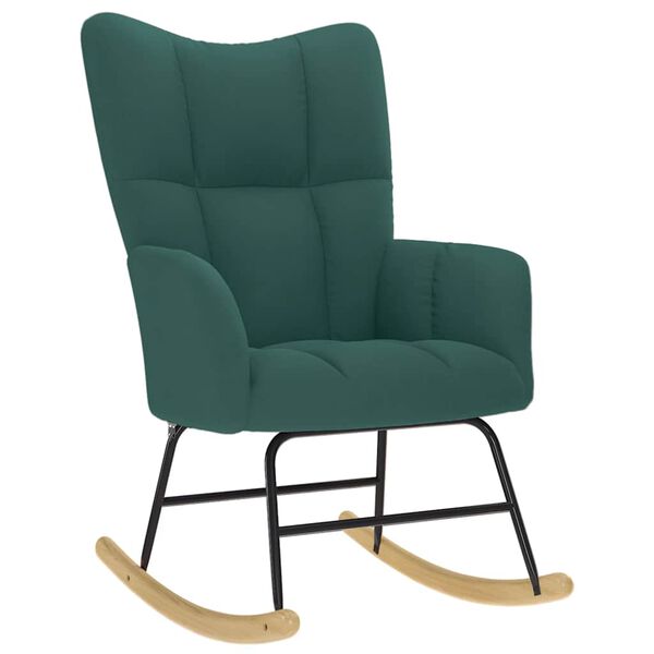 vidaXL Chaise à bascule Vert foncé Tissu