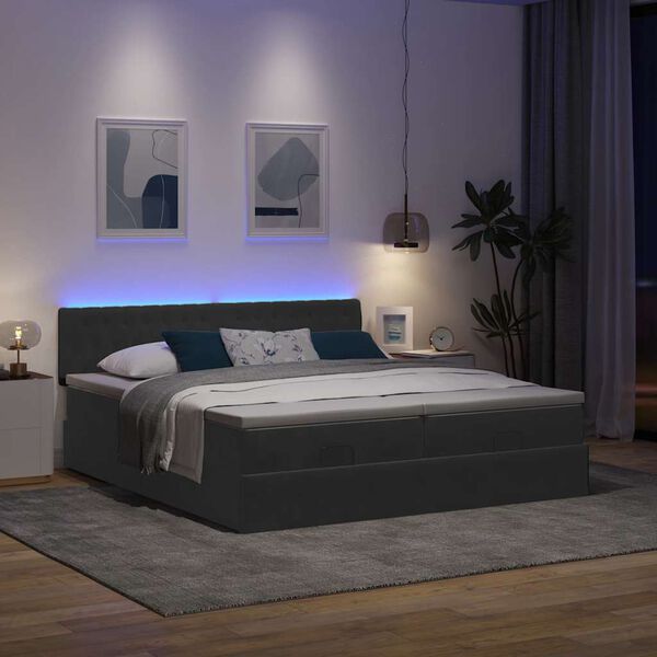 VidaXL Cadre de lit ottoman avec matelas noir 160x200 cm velours