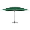 vidaXL Parasol de jardin &agrave; 4 niveaux avec m&acirc;t en aluminium vert