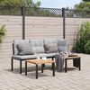 vidaXL Ensemble de banc de jardin avec coussins 3 pcs noir