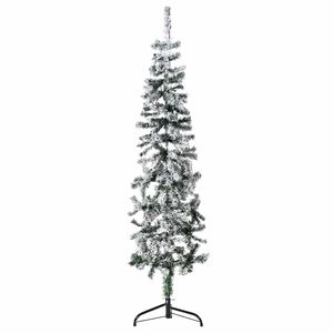 vidaXL Demi sapin de No&euml;l artificiel mince avec neige floqu&eacute;e 150 cm