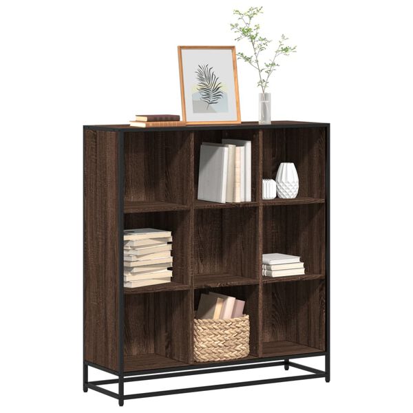 vidaXL Biblioth&egrave;que ch&ecirc;ne marron 97,5x33x107,5cm bois ing&eacute;nierie m&eacute;tal