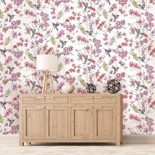 DUTCH WALLCOVERINGS Papier peint Colibris Rose