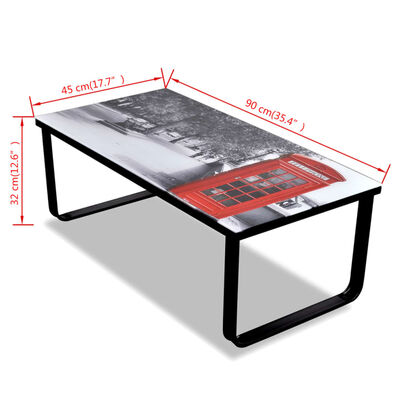 vidaXL Table basse avec impression de cabine téléphonique Dessus verre