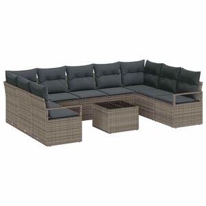 vidaXL Ensemble de Canap&eacute;s 10 pc Gris polyrotin