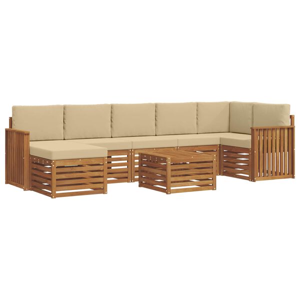vidaXL Ensemble de canap&eacute; d'angle avec coussin 8 pcs Naturel et Beige