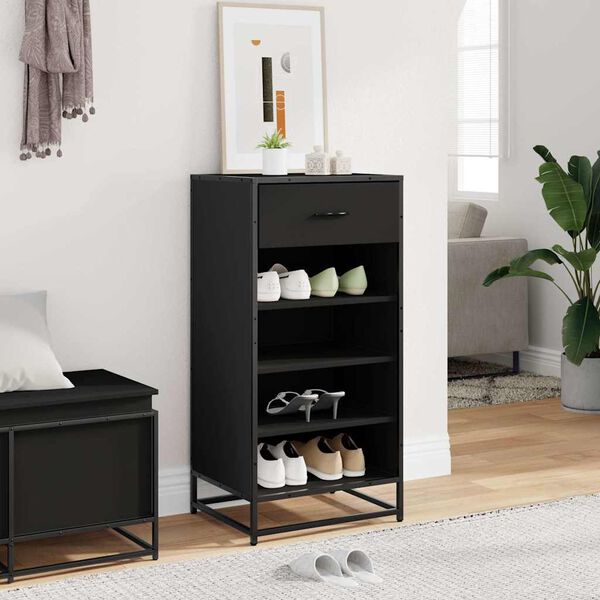 vidaXL &Eacute;tag&egrave;re &agrave; chaussures noir 48x38x97,5 cm bois d'ing&eacute;nierie