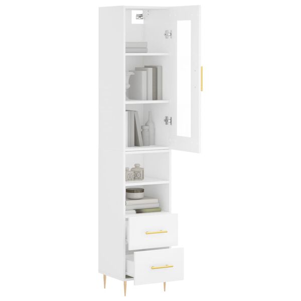 vidaXL Buffet haut Blanc 34,5x34x180 cm Bois d'ing&eacute;nierie