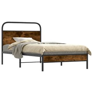 vidaXL Cadre de lit sans matelas 100x190 cm ch&ecirc;ne fum&eacute; bois ing&eacute;nierie