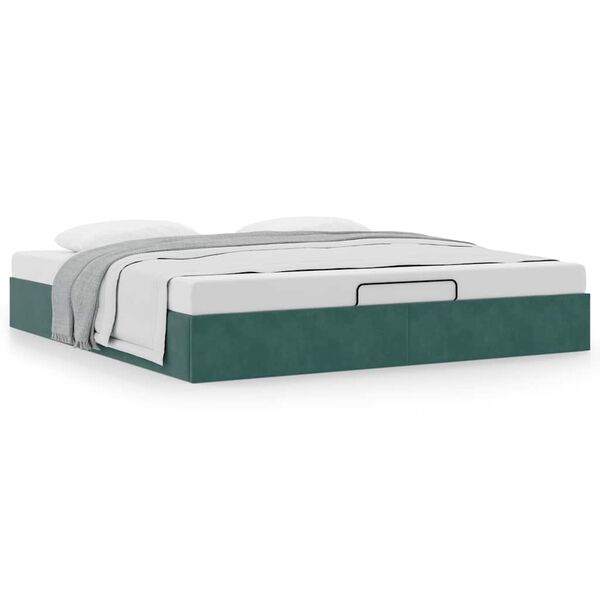 vidaXL Cadre de lit ottoman sans matelas vert foncé 200x200 cm velours