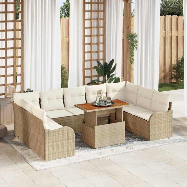 vidaXL Ensemble de canapé de jardin avec coussin 10 pcs beige et crème
