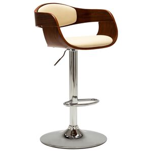 vidaXL Tabouret de bar Cr&egrave;me Bois courb&eacute; et similicuir