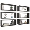 vidaXL &Eacute;tag&egrave;res murales cube 6 pcs Noir 60x15x23 cm Bois d&rsquo;ing&eacute;nierie