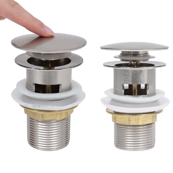 vidaXL Drain &agrave; poussoir avec d&eacute;bordement Argent&eacute; 6,4x6,4x9,1 cm