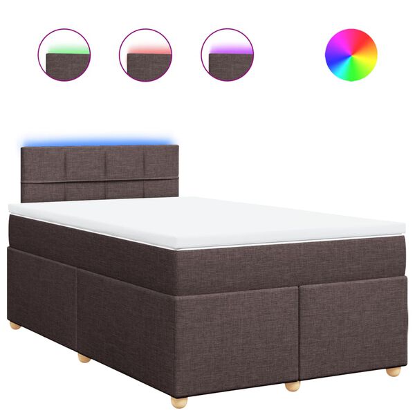 vidaXL Sommier &agrave; lattes de lit et matelas marron fonc&eacute; 120x190cm tissu