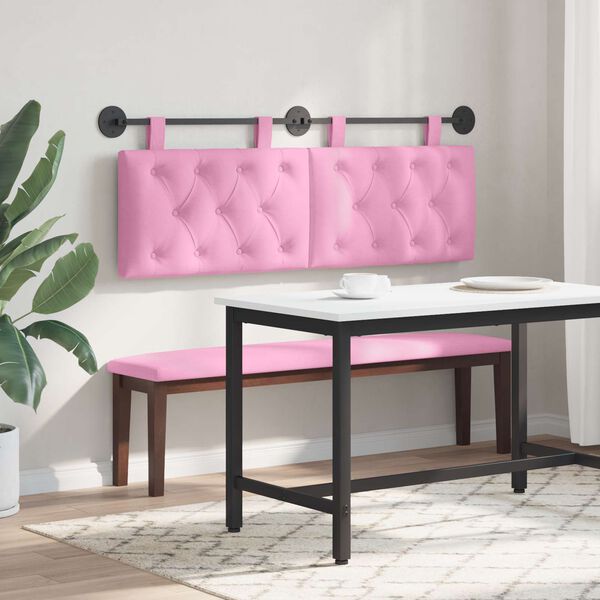 vidaXL T&ecirc;te de lit suspendue Montage mural Rose 150 x 55 x 7 cm tissu