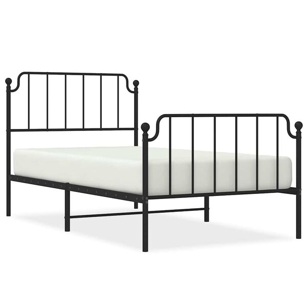 vidaXL Cadre de lit m&eacute;tal sans matelas et pied de lit noir 100x200 cm