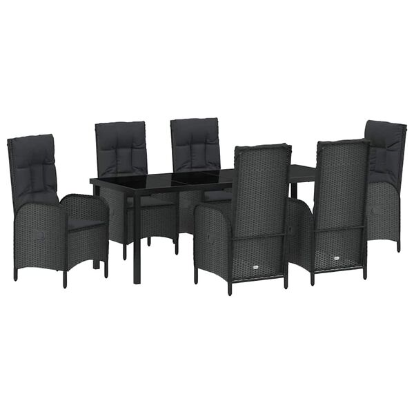 vidaXL Ensemble de salle &agrave; manger pour jardin 7 pcs Noir polyrotin