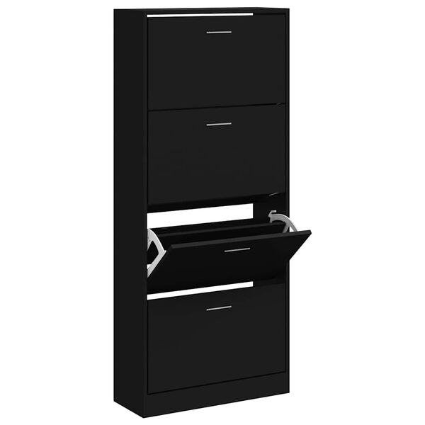 vidaXL Armoire &agrave; chaussures Noir 63x24x147 cm Bois d'ing&eacute;nierie