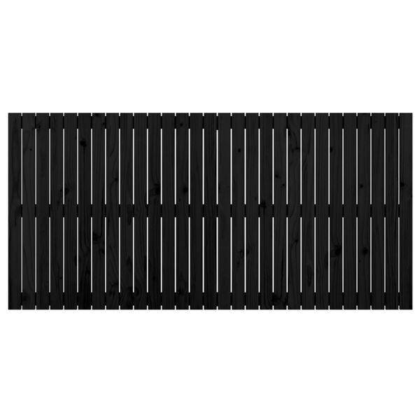 vidaXL T&ecirc;te de lit murale Noir 185x3x90 cm Bois massif de pin