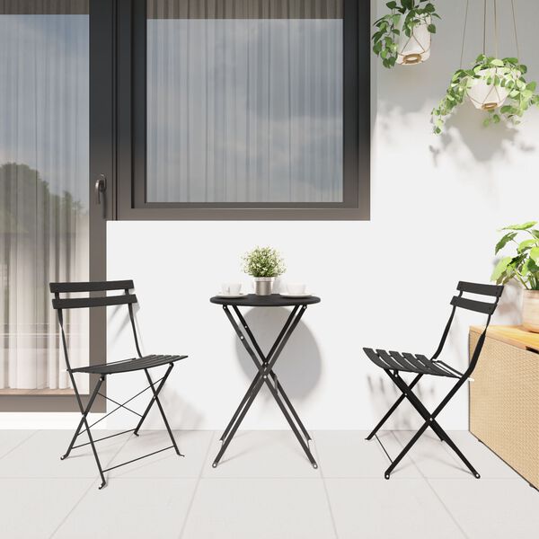 vidaXL Ensemble bistro pliant 3 pcs Anthracite Acier
