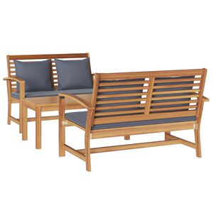 vidaXL Ensemble de canap&eacute; de jardin 3 pcs Naturel Bois de teck massif