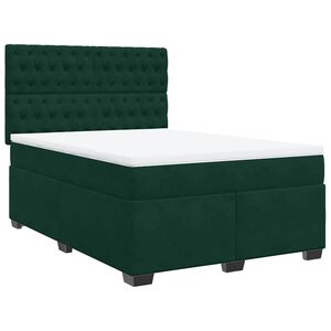vidaXL Sommier &agrave; lattes de lit et matelas Vert fonc&eacute; 140x200cm Velours