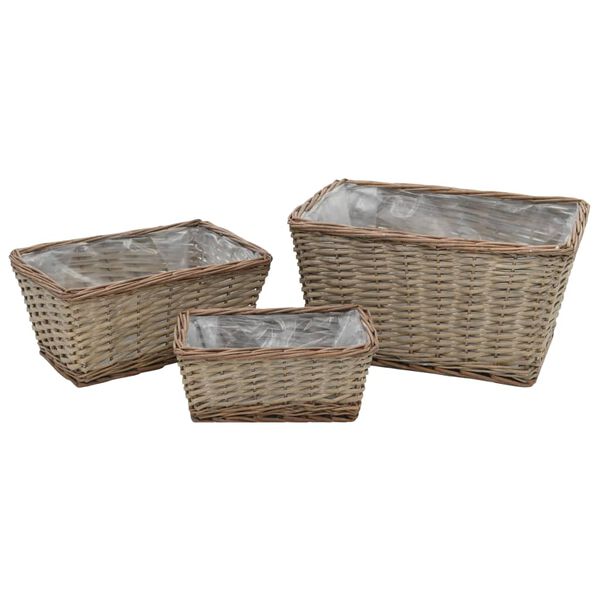 vidaXL Lits sur&eacute;lev&eacute;s 3 pcs Osier avec doublure en PE