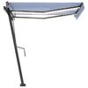 vidaXL Auvent manuel r&eacute;tractable avec LED 350x250 cm Bleu et blanc