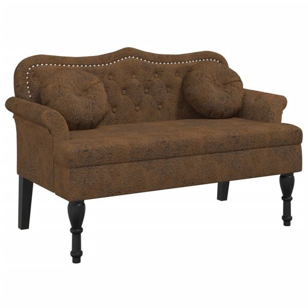 vidaXL Banc avec coussins Marron 120,5 x 65 x 75 cm Similicuir