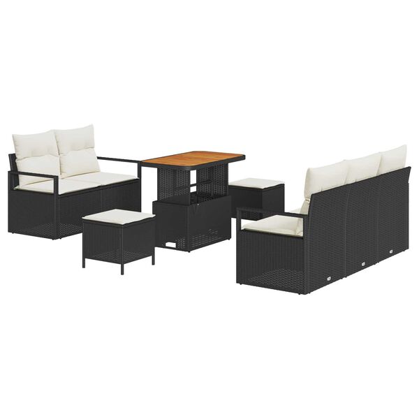 vidaXL Ensemble de canap&eacute; de jardin avec coussin 8 pcs Noir et Cr&egrave;me
