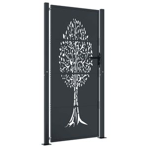 vidaXL Portail de jardin Anthracite 100x175 cm Acier Design Arbre