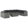 vidaXL Salon de jardin 10 pcs avec coussins R&eacute;sine tress&eacute;e Gris